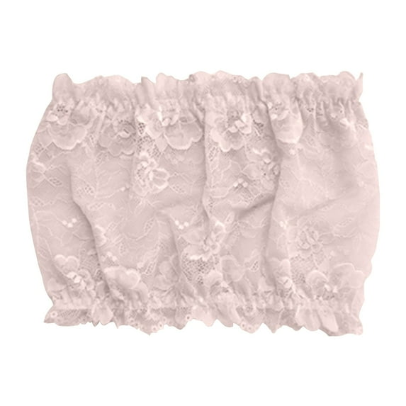 TEVEQ Women Lace Tube Tops Modesty Panel Cleavage Cover for Low Neckline Lace Strapless Bra Bandeau Top Chest Wrap Girls Panel Cover for Neckline Lace Strapless Bra Top Chest Wrap Girls Beige L