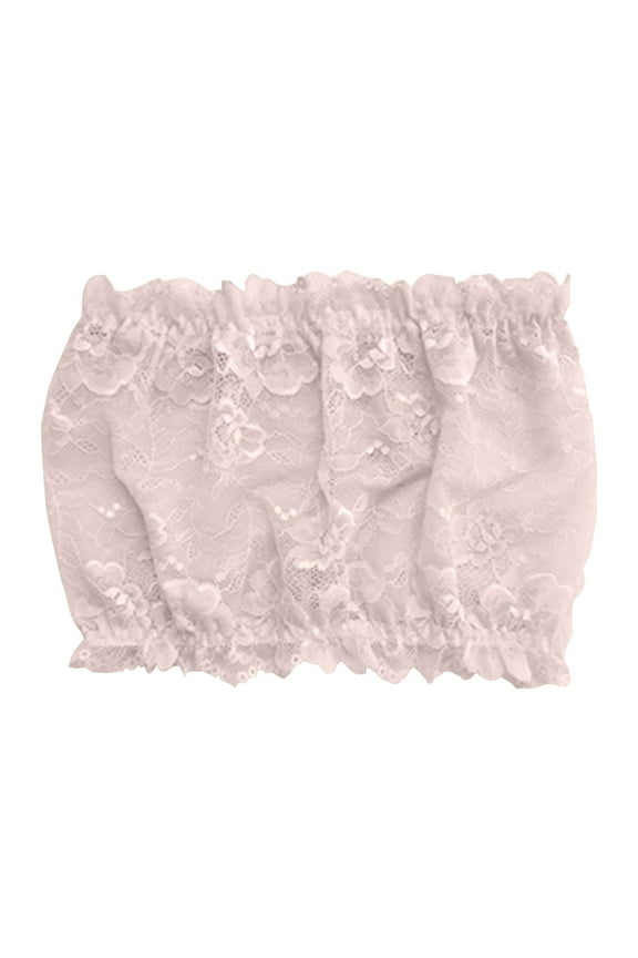 Women Lace Tube Tops Modesty Panel Cleavage Cover for Low Neckline Lace Strapless Bra Bandeau Top Chest Wrap Girls Panel Cover for Neckline Lace Strapless Bra Top Chest Wrap Girls Beige Xl