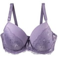 thumbnail image 1 of TEVEQ Women’S Push Up Lace Bra Comfort Padded Underwire Bra Lift Up Add One Cup Women's Bra Strap Strap Bra Set Women's Big Tight Classic Bra Set Women's Comfort Bra Bra Everyday Bra Bra Purple 80D, 1 of 4