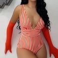 thumbnail image 1 of TEVEQ Women Stripe Swimwear Front Over Swimsuits Hollow Bathing One Piece Swimsuit Women Tummy Control Slimming Cheeky Modest 2025 Trendy Swim Suits for Women 2025 Bathing Suit for Women One Piece, 1 of 7