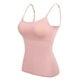 thumbnail image 1 of TEVEQ Women's Basic Tank Tops,Built-In Bra Padded Camisole Yoga Tanks Tops for Women Active Basic Seamless Camisole Cotton Undershirt Adjustable Spaghetti Strap Camisole Tank Tops Pink Xxl, 1 of 3