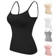 thumbnail image 1 of TEVEQ Women's Basic Tank Tops,Built-In Bra Padded Camisole Yoga Tanks Tops for Women Active Basic Seamless Camisole Cotton Undershirt Adjustable Spaghetti Strap Camisole Tank Tops Black L, 1 of 4