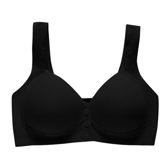 TEVEQ Women's Full Coverage Front Closure Posture Back Unpadded Wirefree Everyday Bra Middle and Elderly Mothers Underwear Bras Gathered for Bras for 45 To 60 Years Old Black 40