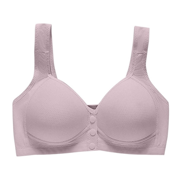 TEVEQ Women's Full Coverage Front Closure Posture Back Unpadded Wirefree Everyday Bra Middle and Elderly Mothers Underwear Bras Gathered for Bras for 45 To 60 Years Old Light Ashy 38