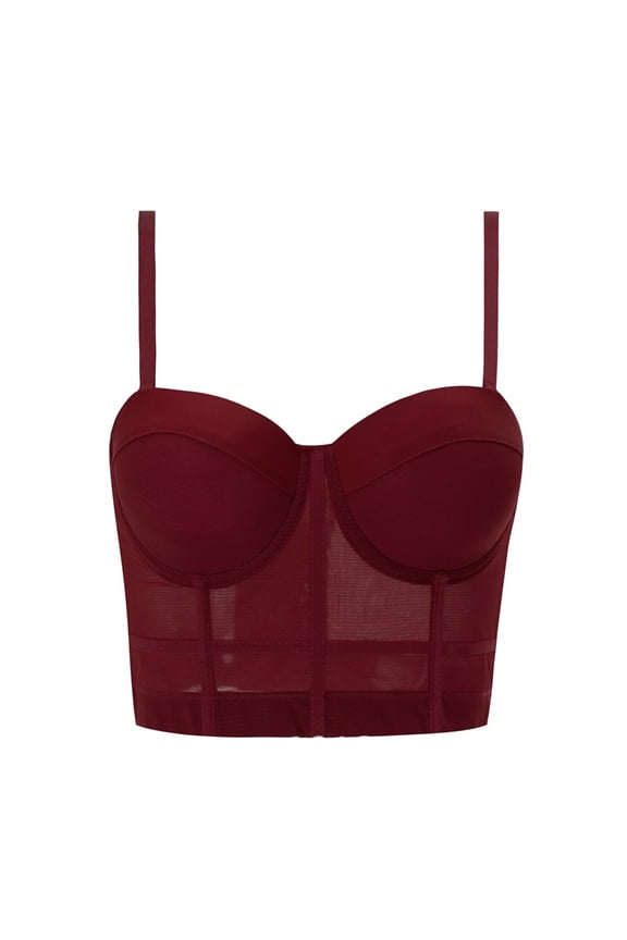 Women's Mesh Bustier Crop Top Push Up Corset Tops Bra Women's Fishbone Underwear Slim Fit Comfortable and Breathable Bar