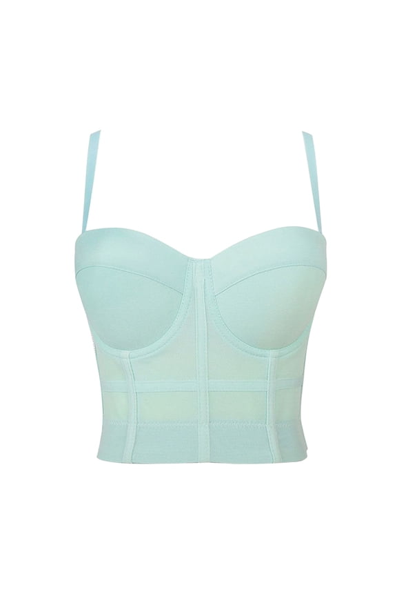 Women's Mesh Bustier Crop Top Push Up Corset Tops Bra Women's Fishbone Underwear Slim Fit Comfortable and Breathable Bar