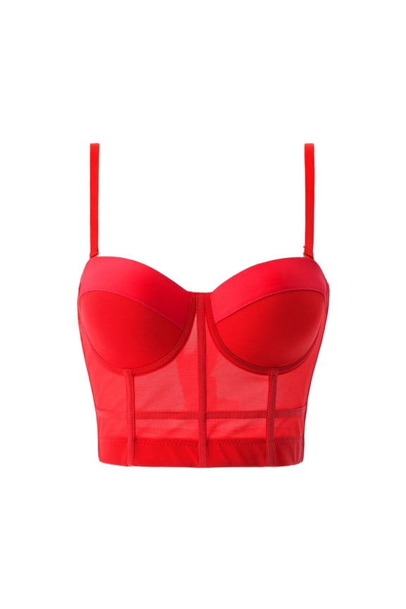 Women's Mesh Bustier Crop Top Push Up Corset Tops Bra Women's Fishbone Underwear Slim Fit Comfortable and Breathable Bar