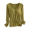 thumbnail image 1 of TEVEQ Women's Modal T Shirt Bra Long Sleeve Pajama Yoga Top Padded Casual Top Tee Women's with Bra Cup and Cup Integrated Solid Color Women's Bottom Long Sleeved Shirt and Underwear Coffee M, 1 of 7