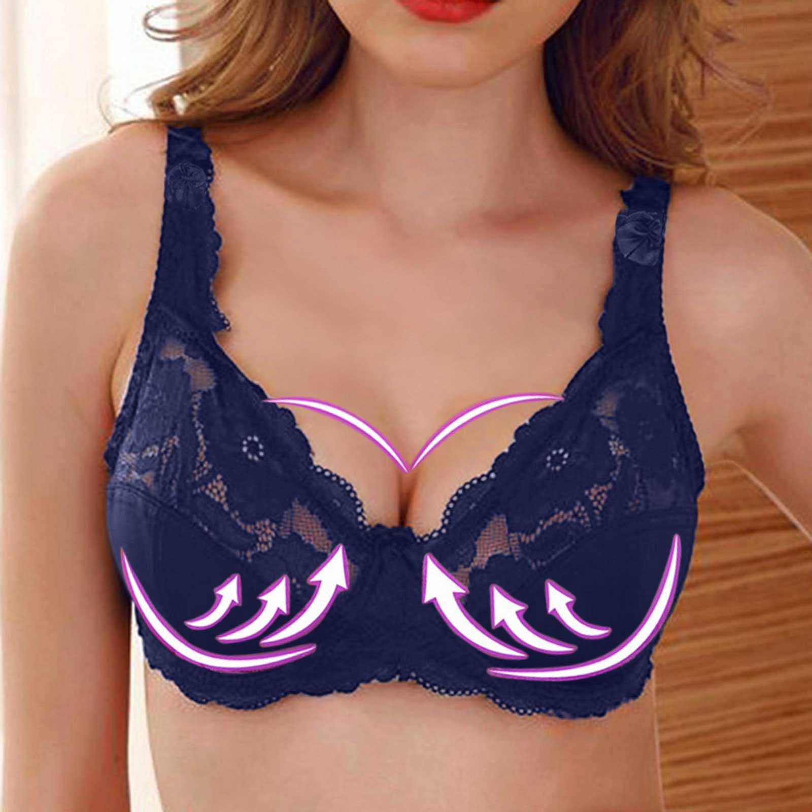 TEVEQ Women's Plus Size Bras Full Coverage Lace Underwire Unlined Bra ...