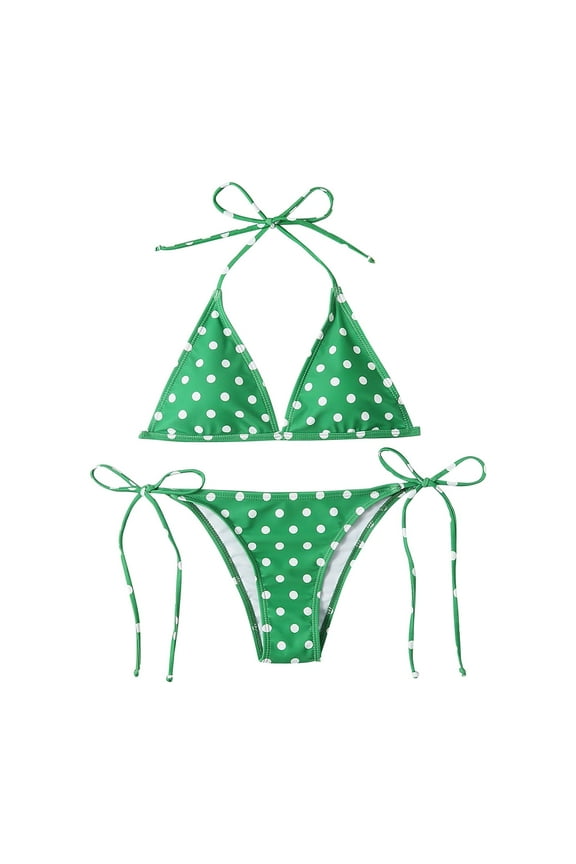 Women's Polka Dot Print Bikini Lanyard Split Swimming Costume Three Point Swimsuit Swim Suits for Women 2025 Bikini Sets for Women Bathing Suit for Women Bikini 2025 New Triangle Bikini Sets