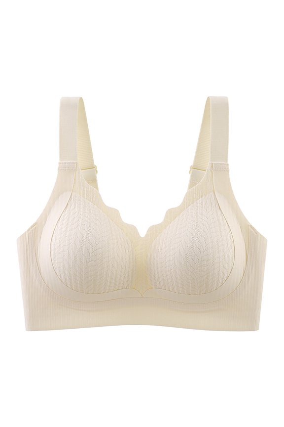 Women's Push Up Bra Full Coverage Breathable No Underwire Bralettes Bra Lift Up Everyday Seamless Bra Anti Sagging with A Small Chest That Gathers Underwear Adjustable Light Yellow Xxl