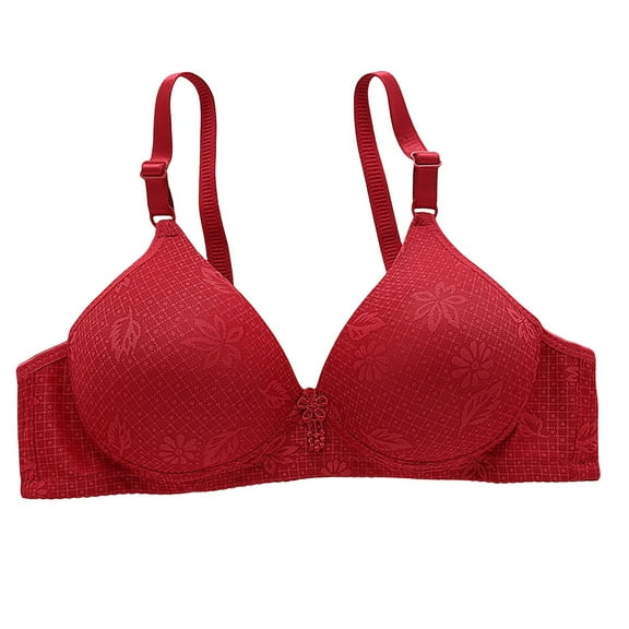 TEVEQ Women's Push Up Bra Full Coverage Breathable No Underwire Bralettes Bra Lift Up Everyday Seamless Bra Breathable for and Mothers Large Breasts Comfortable Full Cup Bra That Gathers Red S