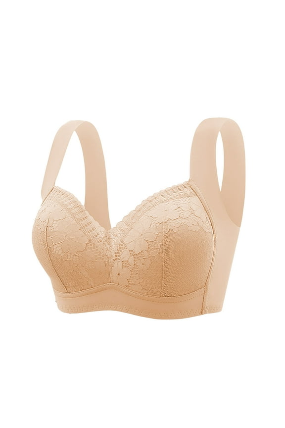Women's Push Up Bra Full Coverage Breathable No Underwire Bralettes Bra Lift Up Everyday Seamless Bra Large Bust Petite for Women Thin Frameless Large Sized Bra Shrink Bra Full Cup Beige Xl