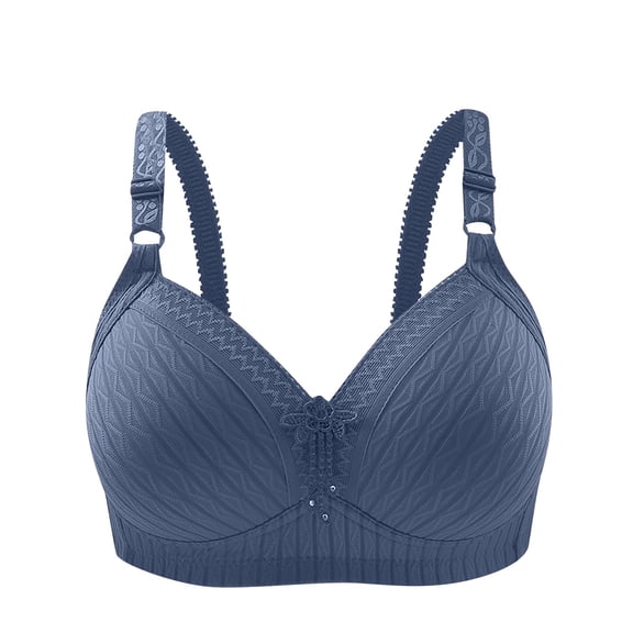 TEVEQ Women's Push Up Bra Full Coverage Breathable No Underwire Bralettes Bra Lift Up Everyday Seamless Bra Retraction Bra for Mothers Without Underpants Support Anti Sagging Bra Blue L