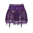 thumbnail image 1 of TEVEQ Women's Sleepwear Mini Skirt with Garters Belt Strappy Lace Trim Tulle Micro Skirts Underwear Skirt Polyester Color Daily Woman Purple Xxl, 1 of 9