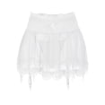 thumbnail image 1 of TEVEQ Women's Sleepwear Mini Skirt with Garters Belt Strappy Lace Trim Tulle Micro Skirts Underwear Skirt Polyester Color Daily Woman White M, 1 of 9