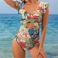 thumbnail image 1 of TEVEQ Women's Slimming One Swimsuit with Ruffles and Straps One Piece Swimsuit Women Tummy Control Slimming Cheeky Modest 2025 Trendy Swim Suits for Women 2025 Bathing Suit for Women One Piece, 1 of 4