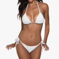 thumbnail image 1 of TEVEQ Women's Solid Color Triangular Cup Bikini Neck Strappy Two Swimsuit Swim Suits for Women 2025 Bikini Sets for Women Bathing Suit for Women Bikini 2025 New Triangle Bikini Sets White M, 1 of 5