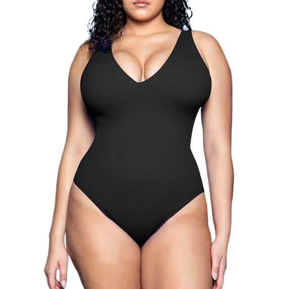 TEVEQ Women's Solid Color V Neck Without Chest Pad Vest Camisole Halter Tether P Plus Size Swimsuit for Women Tummy Control Plus Size Bathing Suit for Women One Piece Swimsuit Women Modest 2025 New