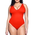 thumbnail image 1 of TEVEQ Women's Solid Color V Neck Without Chest Pad Vest Camisole Halter Tether P Plus Size Swimsuit for Women Tummy Control Plus Size Bathing Suit for Women One Piece Swimsuit Women Modest 2025 New, 1 of 5