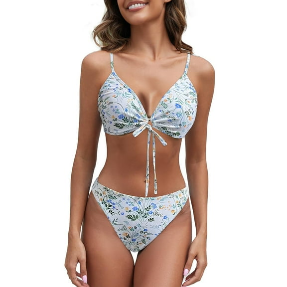 TEVEQ Women's Tan Through Slim Fit Hollow Translucent Non Tender Beach Sunbathing No Sun Swim Suits for Women 2025 Bikini Sets for Women Bathing Suit for Women Bikini 2025 New Triangle Bikini Sets