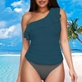 thumbnail image 1 of TEVEQ Women's Two Piece Swimsuits One Shoulder Tankini Tummy Bat One Piece Swimsuit Women Tummy Control Slimming Cheeky Modest 2025 Trendy Swim Suits for Women 2025 Bathing Suit for Women One Piece, 1 of 4