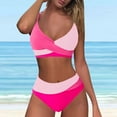 thumbnail image 1 of TEVEQ Women's Two Swimsuit High Waisted Bikini Sets Color Block Bathing Suits Swim Suits for Women 2025 Bikini Sets for Women Bathing Suit for Women Bikini 2025 New Triangle Bikini Sets Red L, 1 of 7