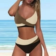 thumbnail image 1 of TEVEQ Women's Two Swimsuit High Waisted Bikini Sets Color Block Bathing Suits Swim Suits for Women 2025 Bikini Sets for Women Bathing Suit for Women Bikini 2025 New Triangle Bikini Sets Coffee S, 1 of 7