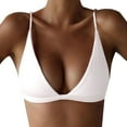 thumbnail image 1 of TEVEQ Women's Underwire Triangle Bikini Top Unpadded Plunge Bathing Suit Tops V Neck Swimsuits Top Bathing Suit Top Bikini Tops for Women(Only Top) White S, 1 of 3