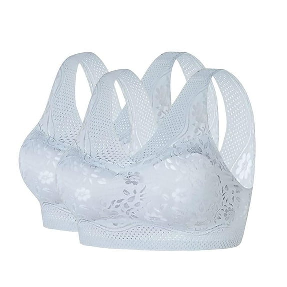 TEVEQ Women's Wireless Bras No Underwire Bra Bralette Wire Free Lifting Bras Supportive Bras Full Coverage Bra Racerback Sports Bras Daily Underwear Anti Sagging Bra Smoothing Bra 3XL 2PC
