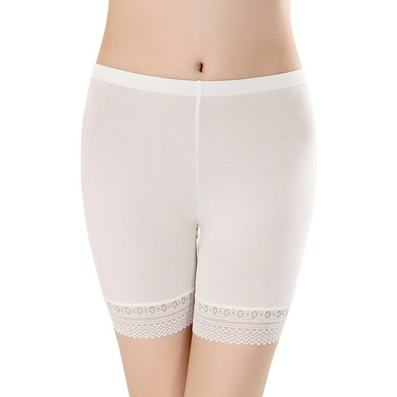 TEVEQ Womens Boyshorts Underwear Seamless Boxer Briefs Full Coverage Soft Stretch Boxer Shorts for Women Women's Solid Color High Pants Plus Size Slip Proof Leggings White 3Xl