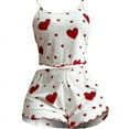 thumbnail image 1 of TEVEQ Womens Graphic 2 Piece Pajama Set Summer Cute Crop Cami And Shorts Ribbed Lounge Sets 2 Piece Outfits for Women Women's Underwear Love Print Design Shorts Underwear Set Red M, 1 of 3