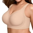 thumbnail image 1 of TEVEQ Womens Wireless Bras Comfortable Push Up Bra No Underwire Bra Full Support Lift Bralette Everyday Seamless Tshirt Bras for Older Comfy Convenient Front Closure Bras Full Coverage Bra Beige L, 1 of 7