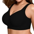 thumbnail image 1 of TEVEQ Womens Wireless Bras Comfortable Push Up Bra No Underwire Bra Full Support Lift Bralette Everyday Seamless Tshirt Bras for Older Comfy Convenient Front Closure Bras Full Coverage Bra Black L, 1 of 7