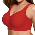 thumbnail image 1 of TEVEQ Womens Wireless Bras Comfortable Push Up Bra No Underwire Bra Full Support Lift Bralette Everyday Seamless Tshirt Bras for Older Comfy Convenient Front Closure Bras Full Coverage Bra Red Xxl, 1 of 7