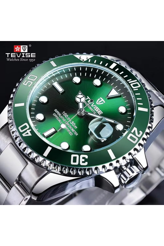 Green Bezel Fashion Sport Waterproof Automatic Mechanical Watches Top Brand Luxury Calendar Luminous Male Clock Relogio