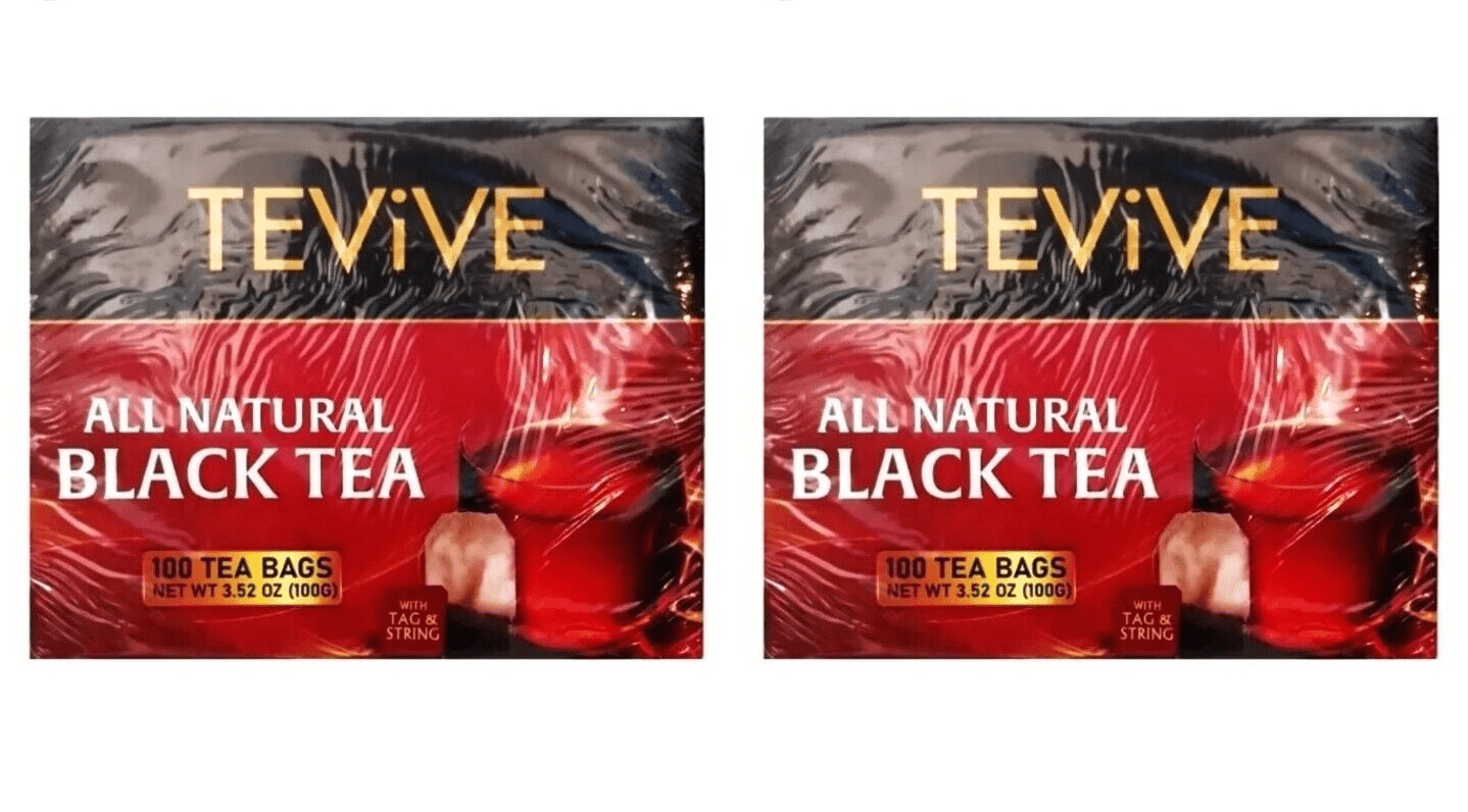TEViVE All Natural Black Tea, 200 Tea Bags, 3.52 OZ, (2 Boxes of 100