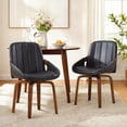thumbnail image 1 of TEWLOSS Swivel Dining Chair Set of 2, Black PU Leather Mid Century Kitchen Chairs, 1 of 8
