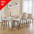 thumbnail image 1 of TEWLOSS 24" Counter Height Bar Stools Set of 4 Swivel Barstools Faux Leather Kitchen Chairs, Cream, 1 of 9
