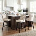 thumbnail image 1 of Fahomiss 26" Counter Height Swivel Bar Stools Set of 3, Beige Velvet Kitchen Island Chairs with Back, 1 of 9
