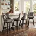 thumbnail image 1 of Fahomiss 26" Counter Height Swivel Bar Stools Set of 4, Gray Velvet Kitchen Island Chairs with Back, 1 of 9
