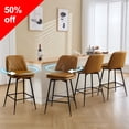 thumbnail image 1 of TEWLOSS 28" Bar Stools Set of 4 Swivel Barstools Faux Leather Kitchen Chairs, Brown, 1 of 9
