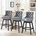 thumbnail image 1 of TEWLOSS Bar Stools Set of 3 Swivel 30" Velvet Barstools for Kitchen Island, Gray, 1 of 9