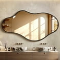 thumbnail image 1 of TEWLOSS Irregular Wall Mirror 43"x 24" Black Bathroom Mirrors Metal Frame, Drop Shape, 1 of 9
