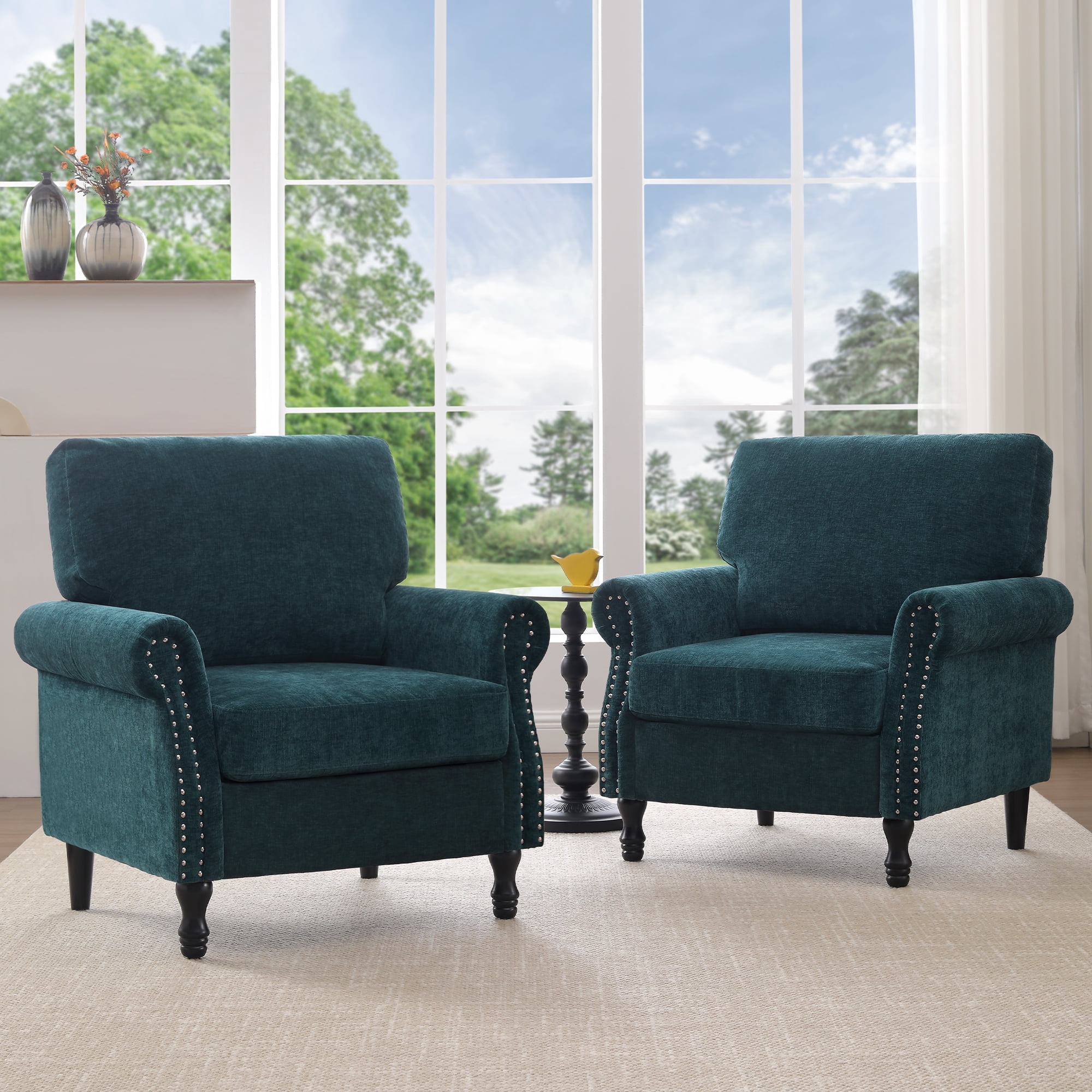 TEWLOSS Oversized Accent Chairs Set of 2, Chenille Fabric Upholstered