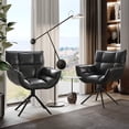 thumbnail image 1 of TEWLOSS Swivel Accent Chair Set of 2 Faux Leather Armchair with Metal Legs, Black, 1 of 12