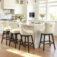 thumbnail image 1 of Fahomiss Swivel Bar Stools Counter Height Set of 4, 26" Faux Leather Kitchen Island Stools with Back, Beige, 1 of 10