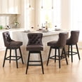 thumbnail image 1 of Fahomiss Swivel Bar Stools Counter Height Set of 4, 26" Faux Leather Kitchen Island Stools with Back, Brown, 1 of 10
