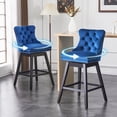 thumbnail image 1 of TEWLOSS 26" Swivel Counter Height Bar Stools with Back Set of 2, Blue Velvet Kitchen Stools, 1 of 10