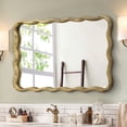 thumbnail image 1 of Fahomiss Rectangular Wavy Mirrors Wall Mirror, Vintage 30"x20" Farmhouse Bathroom Mirrors For Wall Decor Wood Framed Accent Mirror, Natural ﻿, 1 of 11